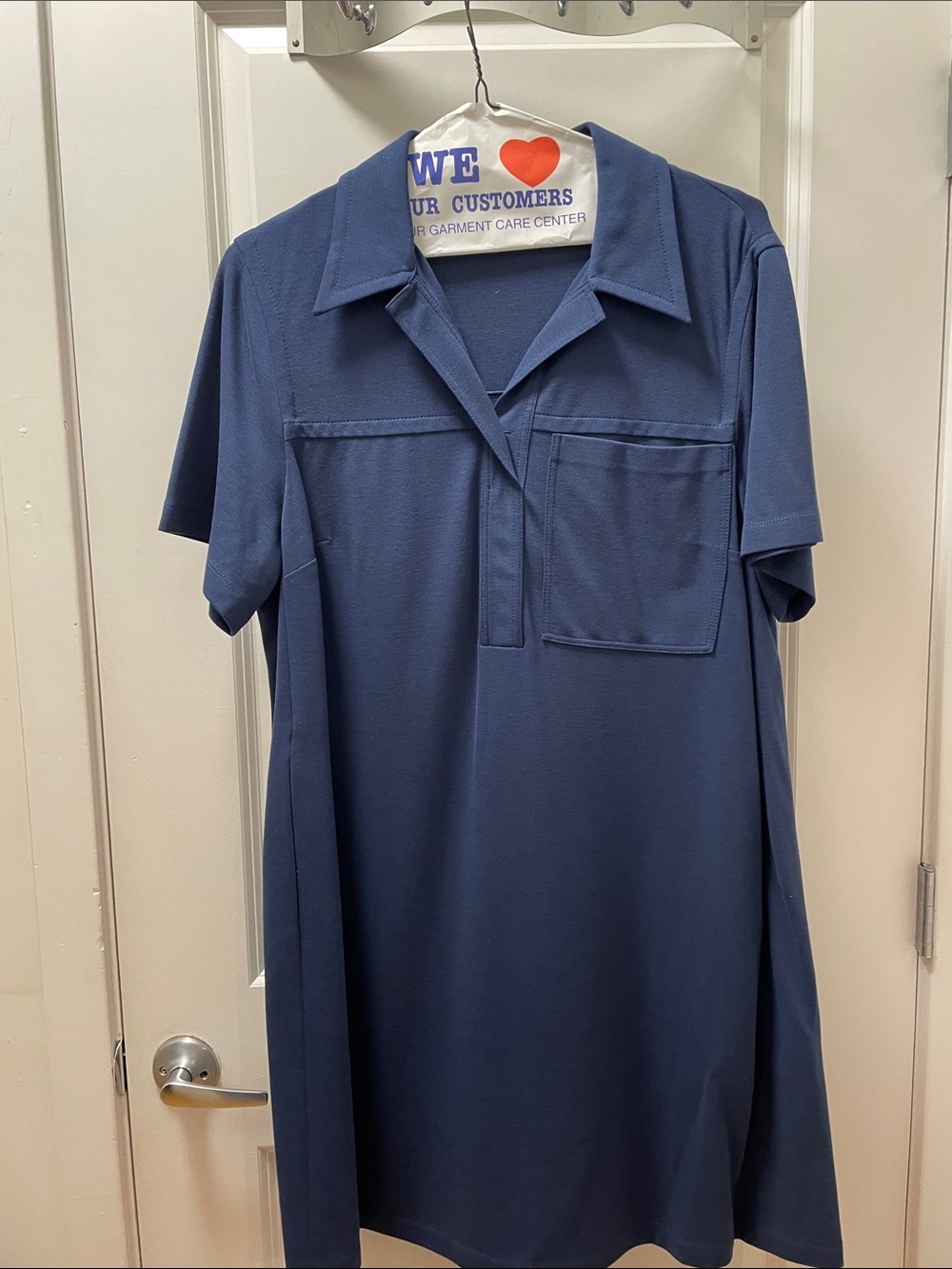 Lafayette 148 New York Navy Blue Short-Sleeve Polo Dress